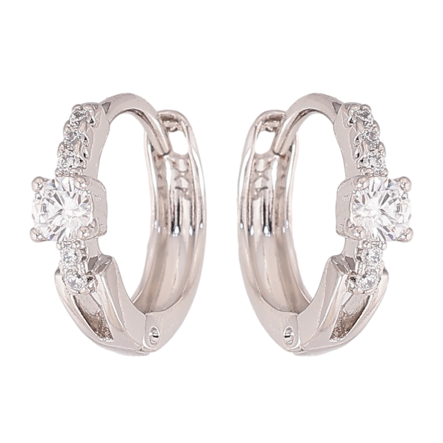 Сережки Xuping колір Родій колечка "Візерунок з кристалами" фото №1