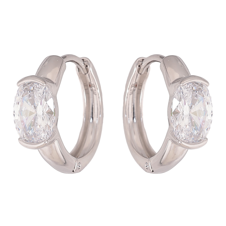 Сережки Xuping колір Родій колечка "Кристали" фото №1