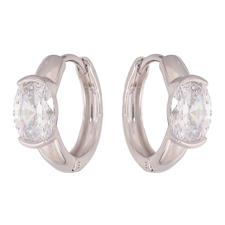 Сережки Xuping колір Родій колечка "Кристали" фото №1