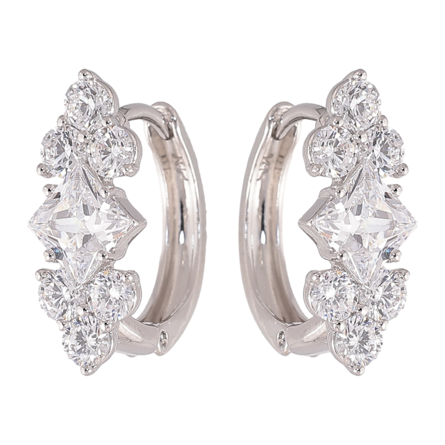 Сережки Xuping колір Родій колечка "Інкрустація кристалами" фото №1