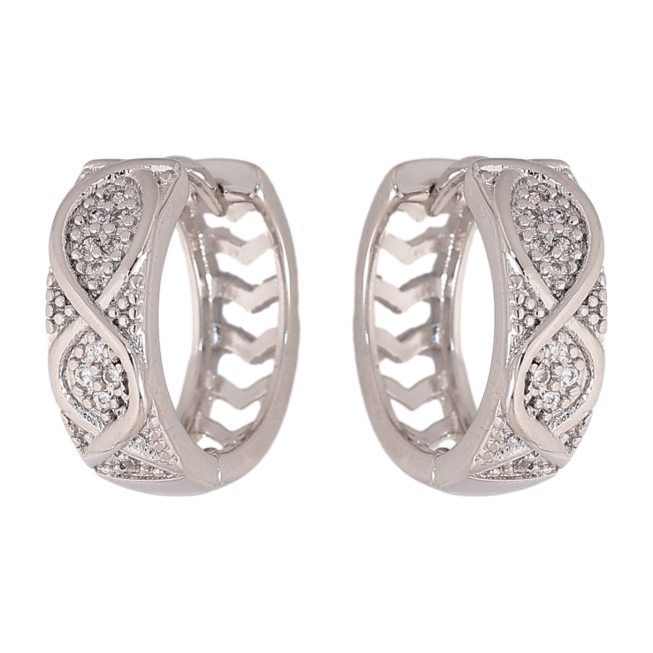 Серьги Xuping цвет Родий колечки "Узор с кристаллами" фото №23