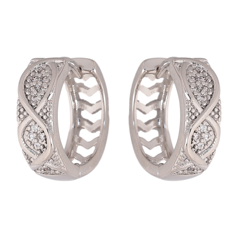 Серьги Xuping цвет Родий колечки "Узор с кристаллами" фото №1