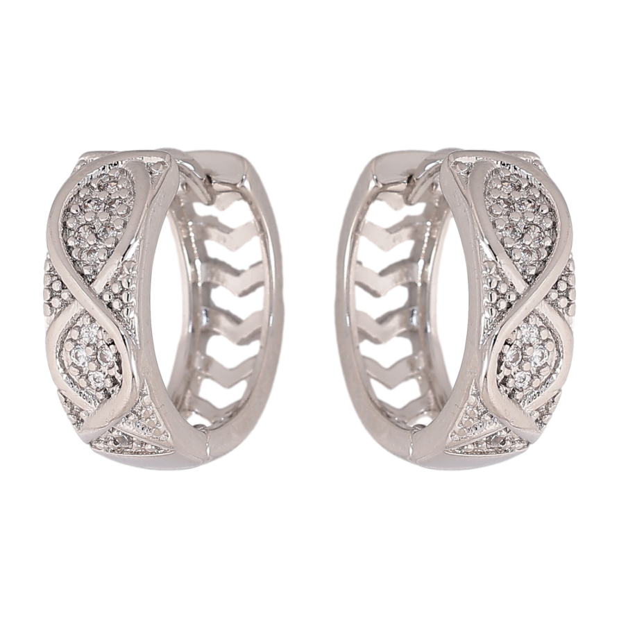 Серьги Xuping цвет Родий колечки "Узор с кристаллами" фото №1