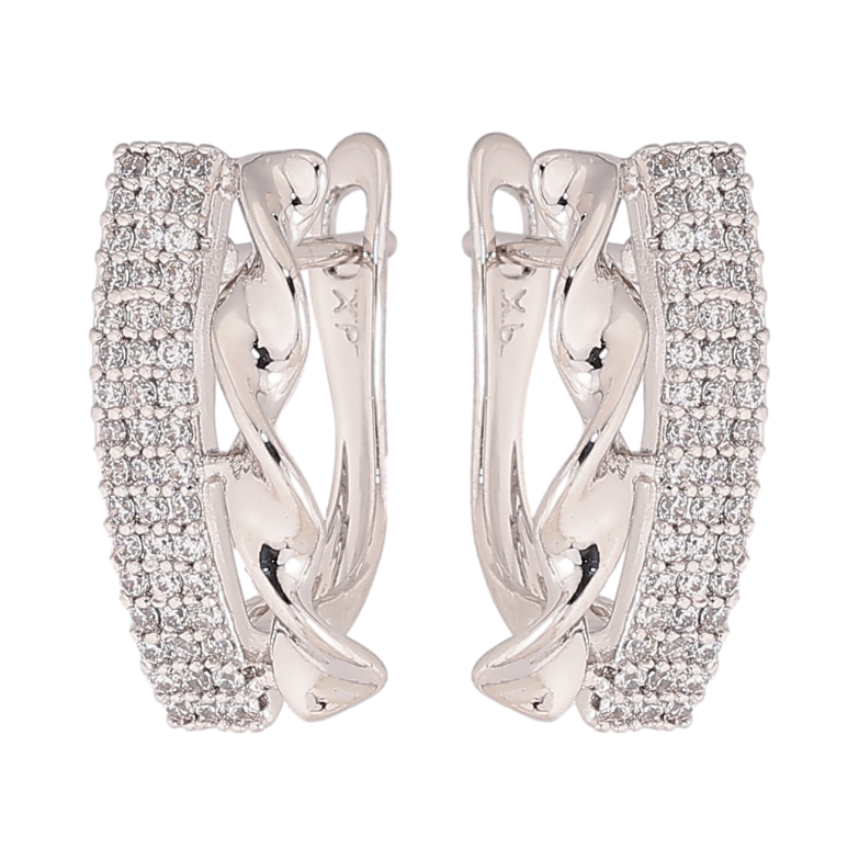 Сережки Xuping колір Родій англійський замок "Візерунок з кристалами" фото №1