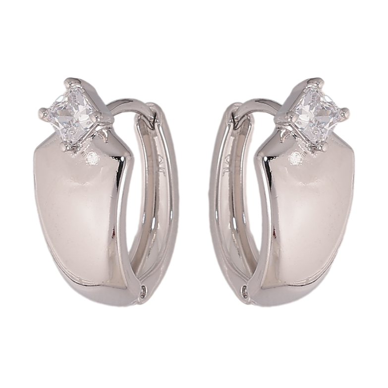 Серьги Xuping цвет Родий колечки "Узор с кристаллами" фото №1