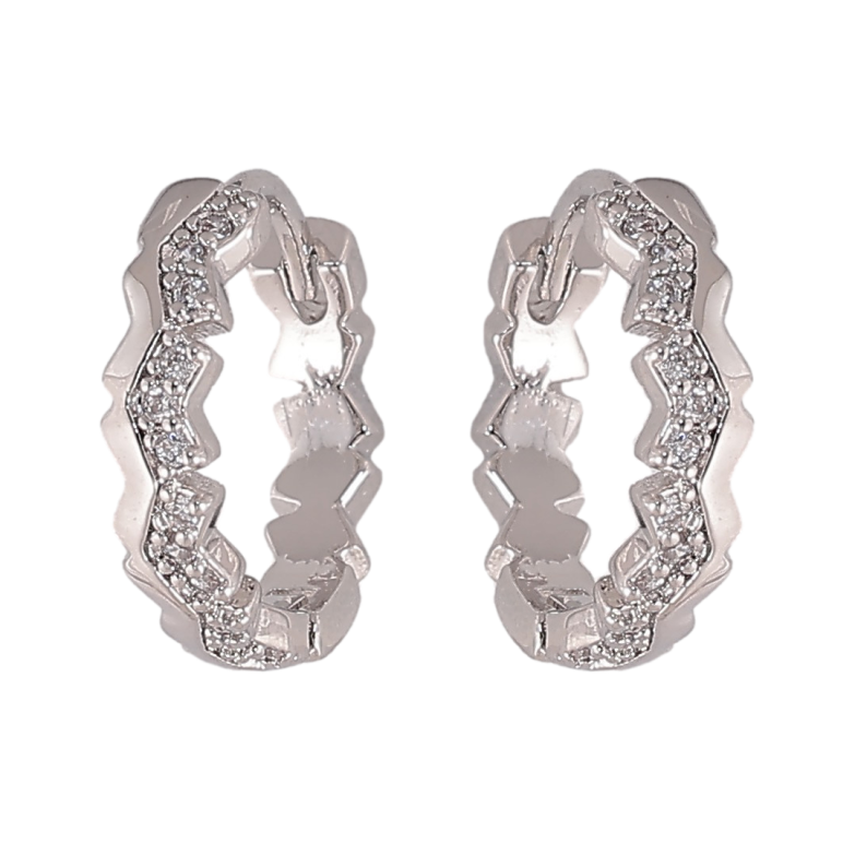 Серьги Xuping цвет Родий колечки "Узор с кристаллами" фото №2