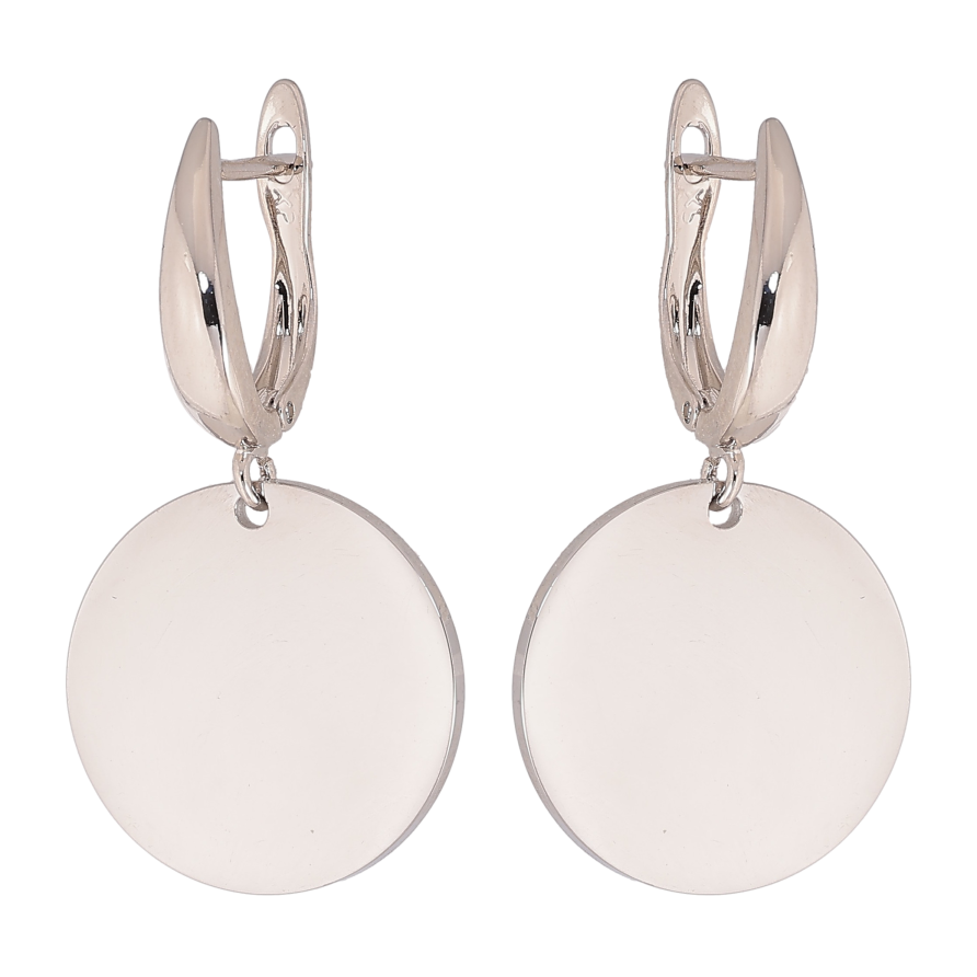 Серьги Xuping цвет Родий английский замок "Круглые подвески" фото №1