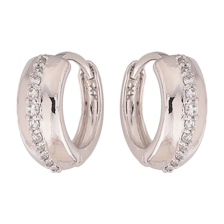 Сережки Xuping колір Родій колечка "Візерунок з кристалами" фото №10