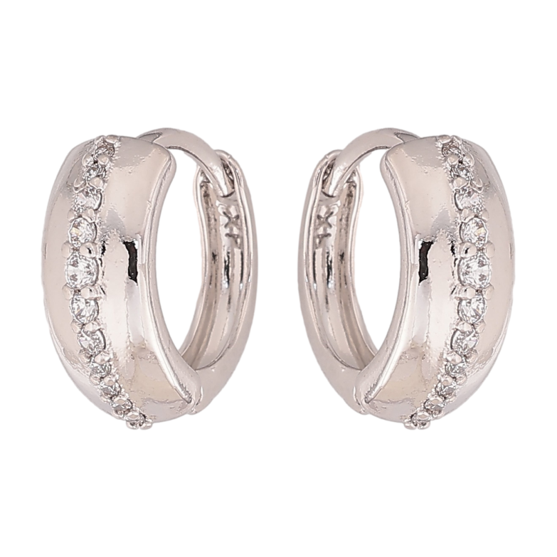 Серьги Xuping цвет Родий колечки "Узор с кристаллами" фото №1