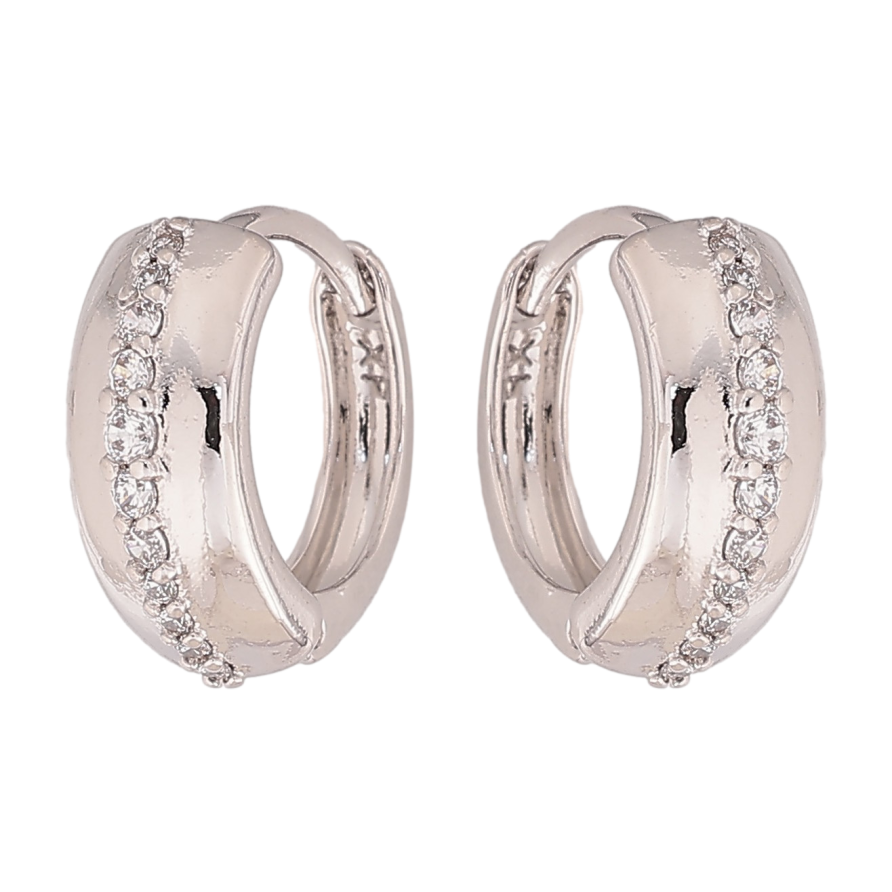 Сережки Xuping колір Родій колечка "Візерунок з кристалами" фото №1