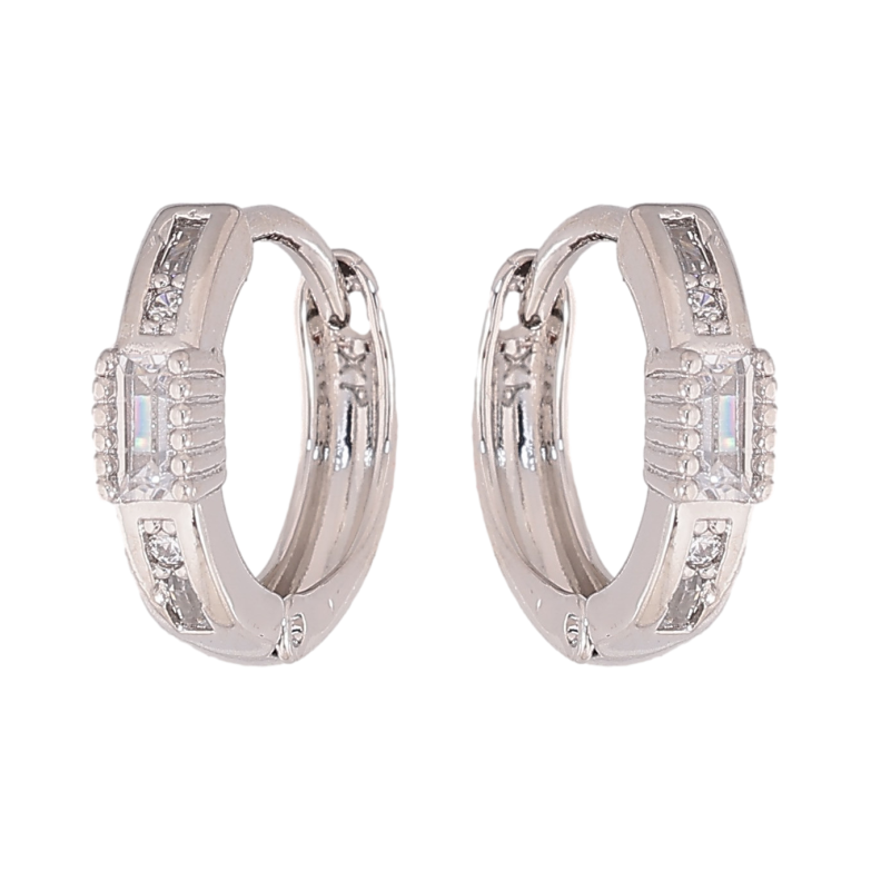 Сережки Xuping колір Родій колечка "Візерунок з кристалами" фото №1