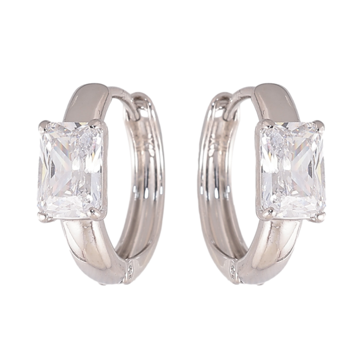 Серьги Xuping цвет Родий колечки "Узор с кристаллами" фото №12