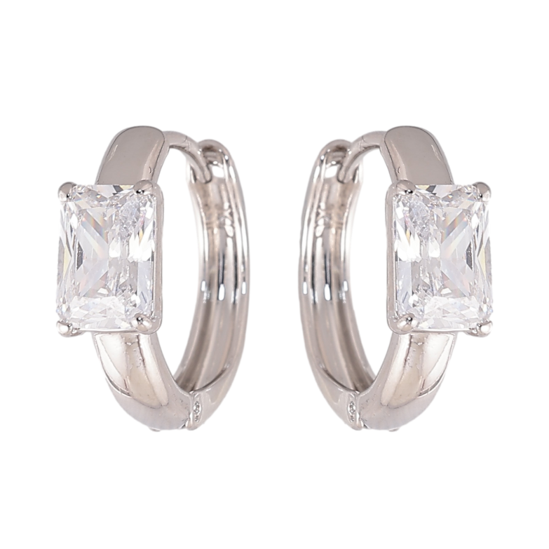 Серьги Xuping цвет Родий колечки "Узор с кристаллами" фото №1