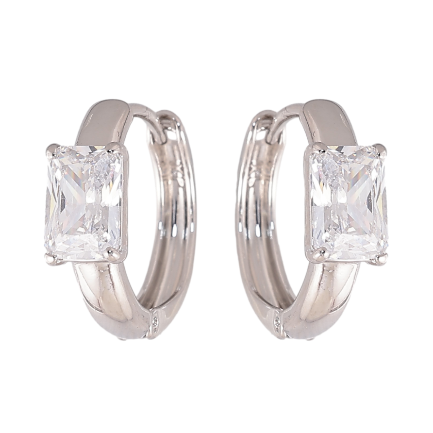 Серьги Xuping цвет Родий колечки "Узор с кристаллами" фото №1