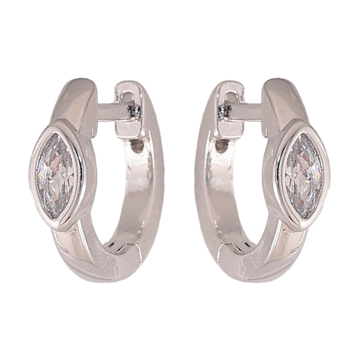 Сережки Xuping колір Родій колечка "Візерунок з кристалами" фото №5