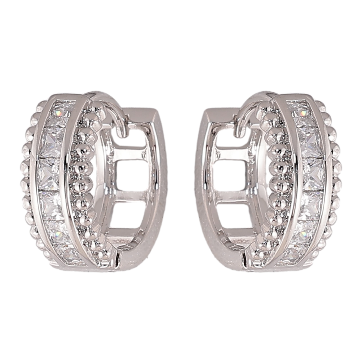 Серьги Xuping цвет Родий колечки "Узор с кристаллами" фото №22