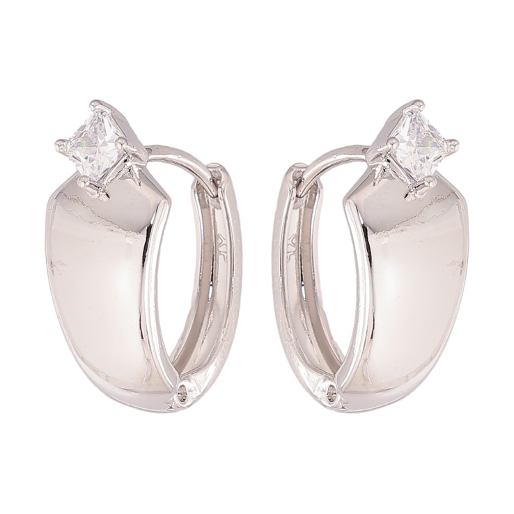 Сережки Xuping колір Родій колечка "Візерунок з кристалами" фото №3