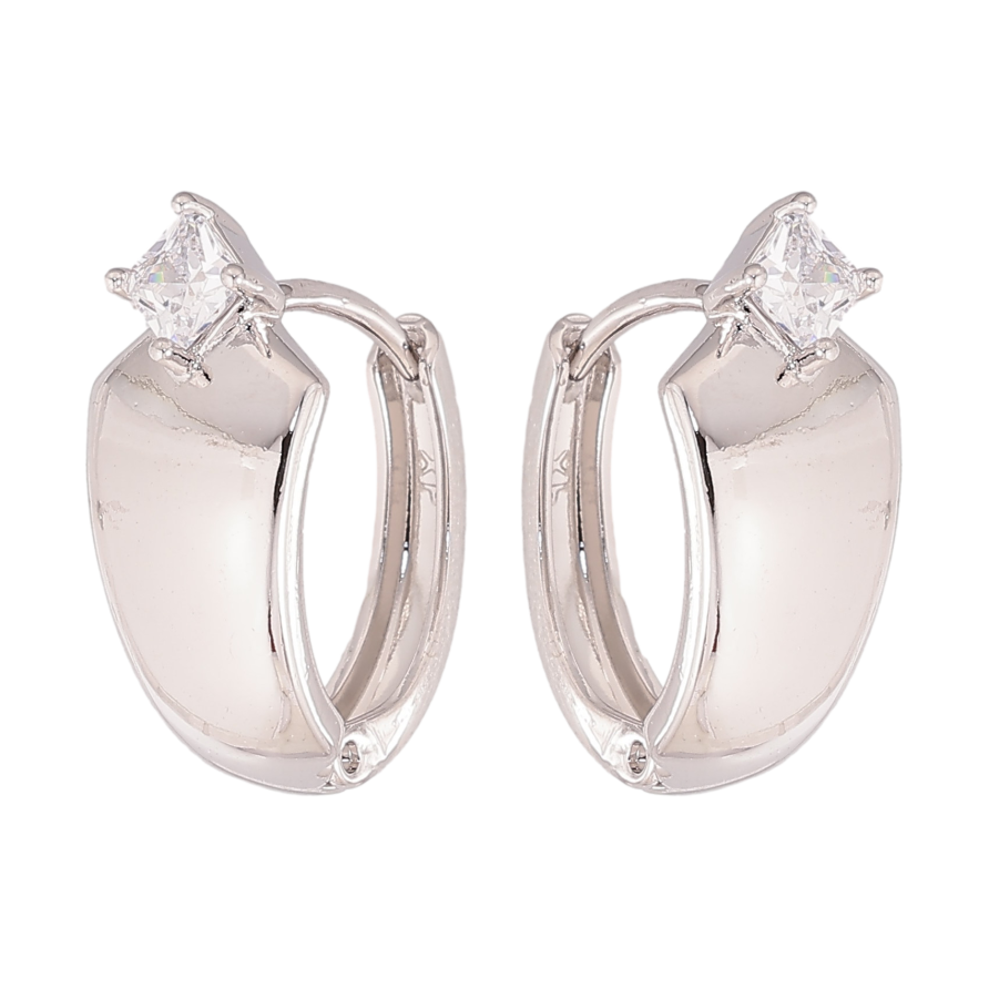 Сережки Xuping колір Родій колечка "Візерунок з кристалами" фото №1