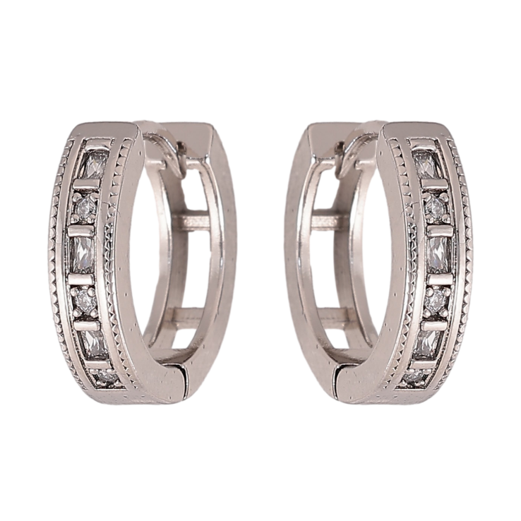 Сережки Xuping колір Родій колечка "Візерунок з кристалами" фото №3