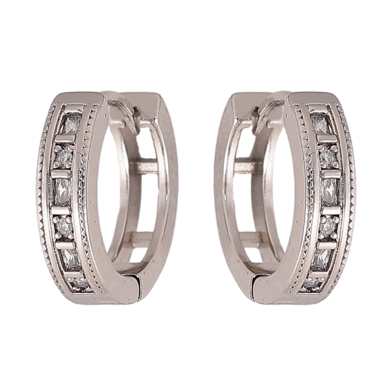 Сережки Xuping колір Родій колечка "Візерунок з кристалами" фото №1