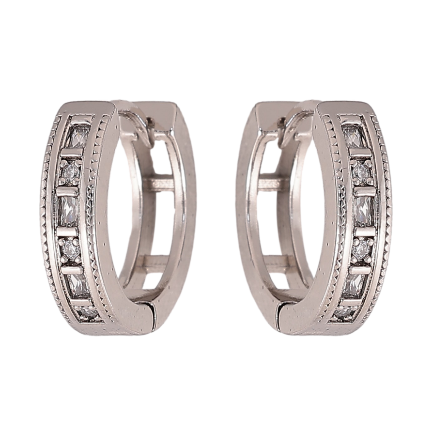 Сережки Xuping колір Родій колечка "Візерунок з кристалами" фото №1