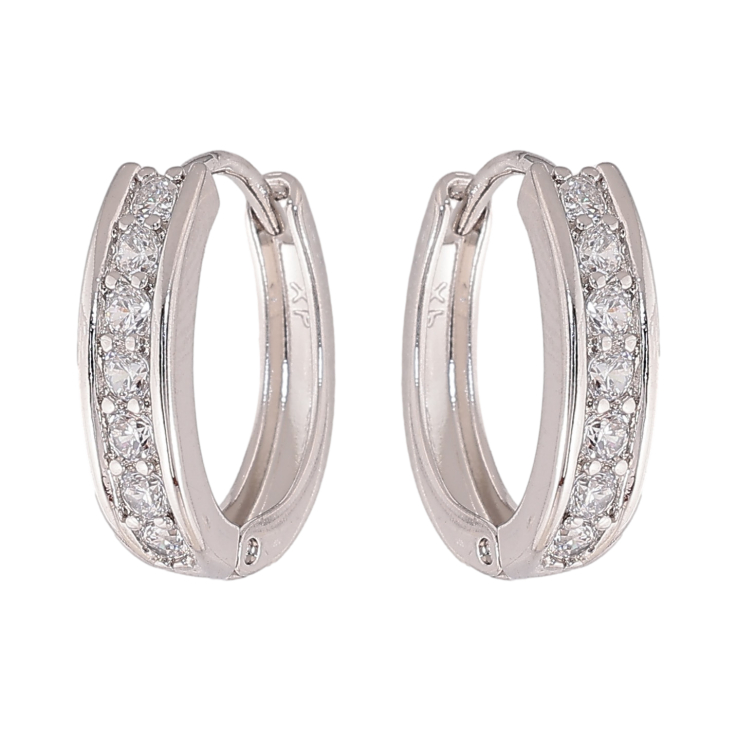 Серьги Xuping цвет Родий колечки "Дорожки кристаллов" фото №21