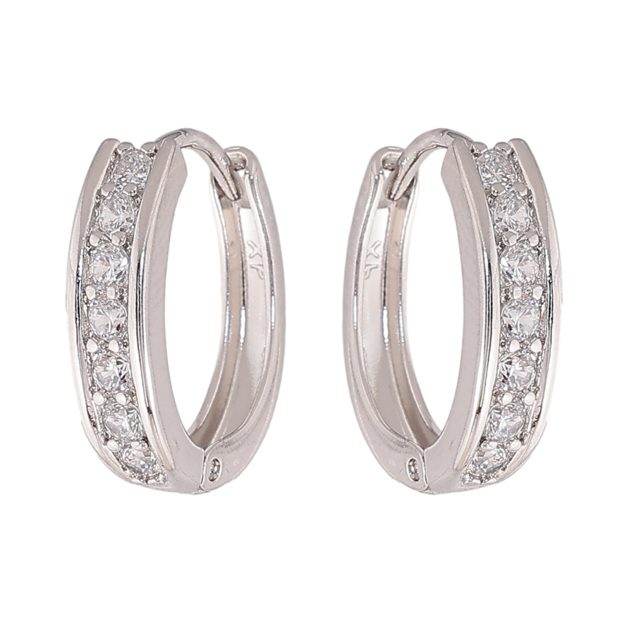 Сережки Xuping колір Родій колечка "Доріжки кристалів" фото №1 Сережки Xuping колір Родій колечка "Доріжки кристалів" фото №1