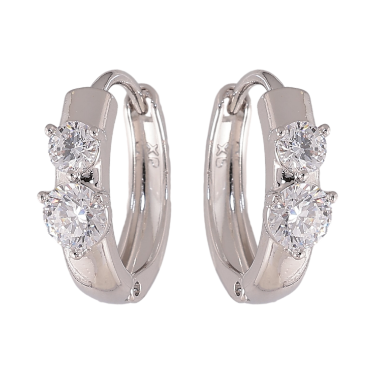 Сережки Xuping колір Родій колечка "Візерунок з кристалами" фото №24