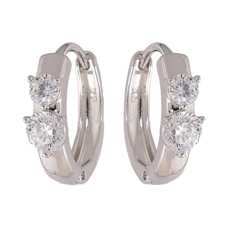 Серьги Xuping цвет Родий колечки "Узор с кристаллами" фото №2