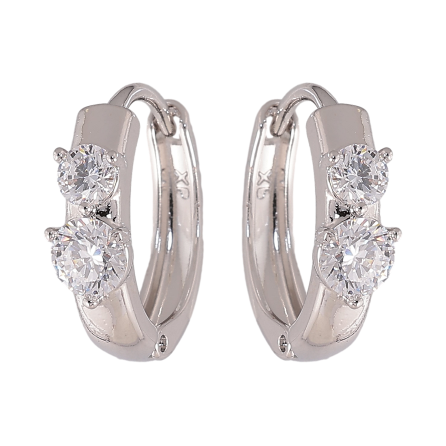 Серьги Xuping цвет Родий колечки "Узор с кристаллами" фото №1