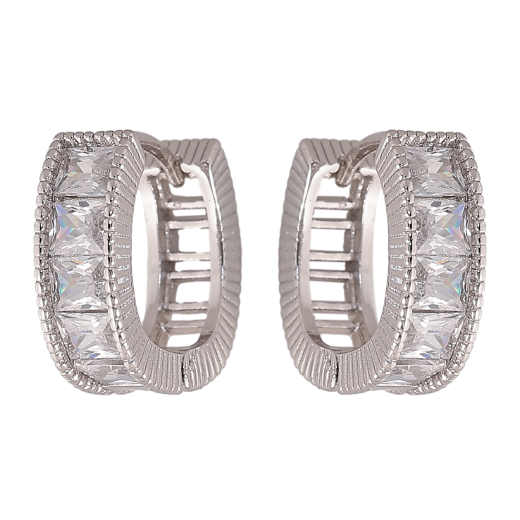 Сережки Xuping колір Родій колечка "Доріжки кристалів" фото №23