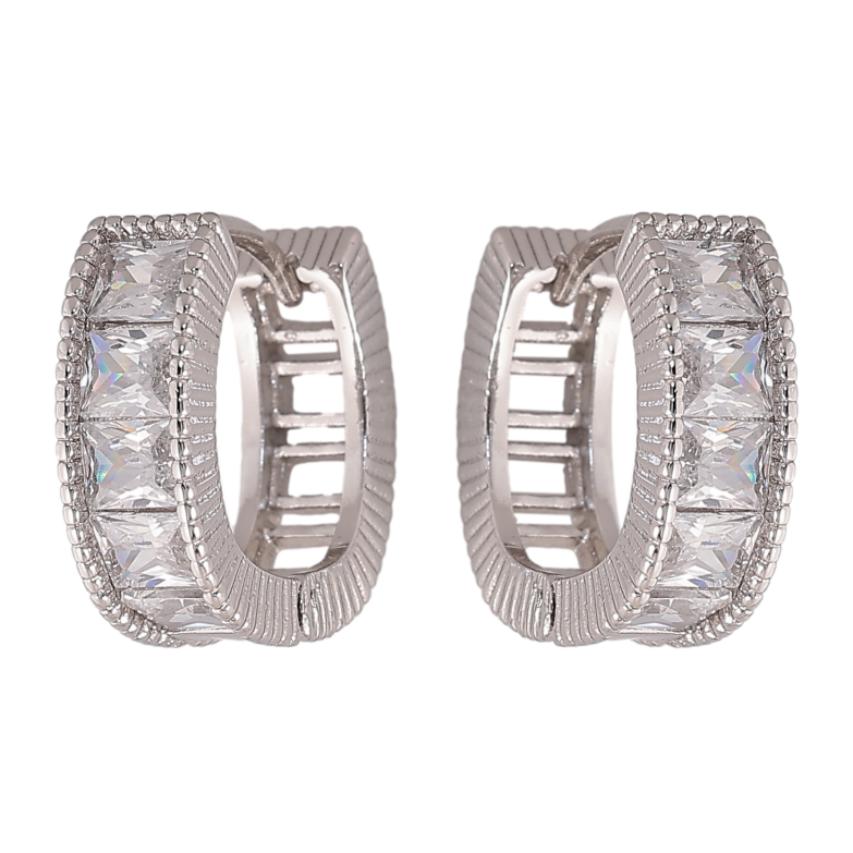 Серьги Xuping цвет Родий колечки "Дорожки кристаллов" фото №1 Серьги Xuping цвет Родий колечки "Дорожки кристаллов" фото №1