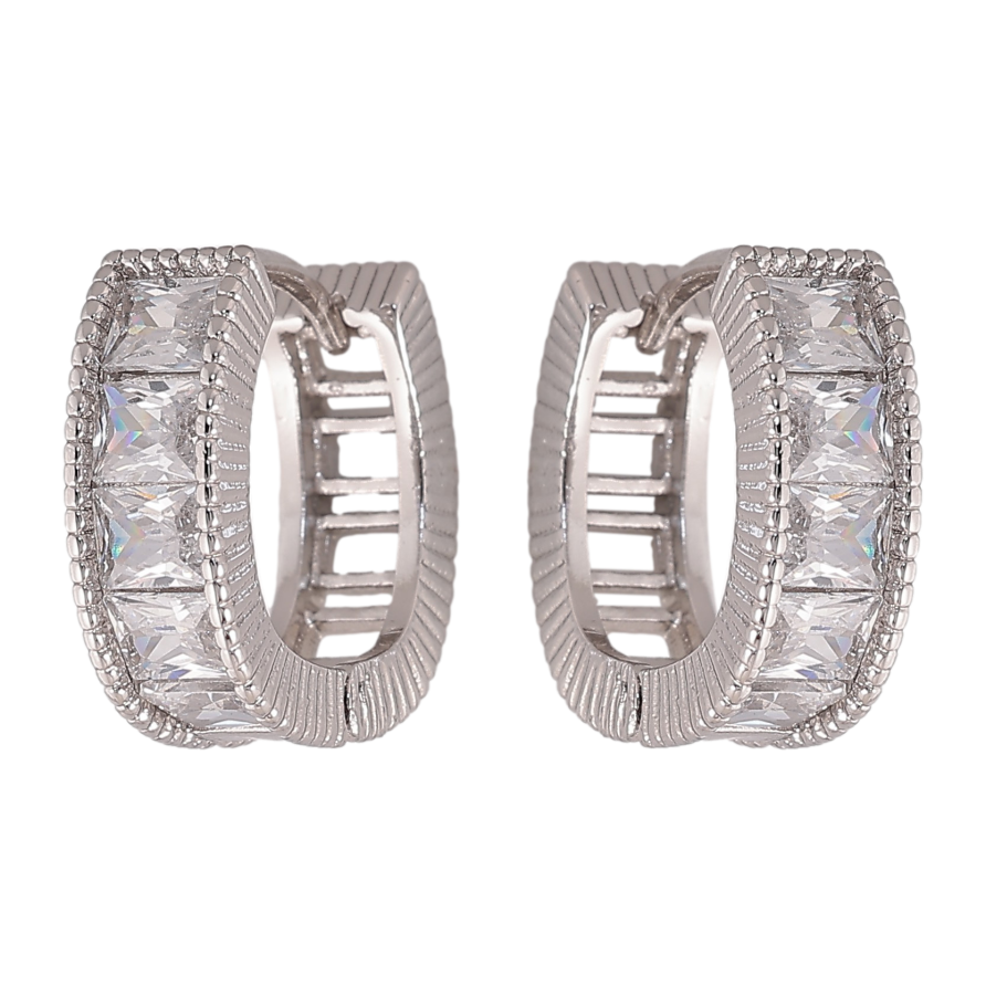 Серьги Xuping цвет Родий колечки "Дорожки кристаллов" фото №1 Серьги Xuping цвет Родий колечки "Дорожки кристаллов" фото №1