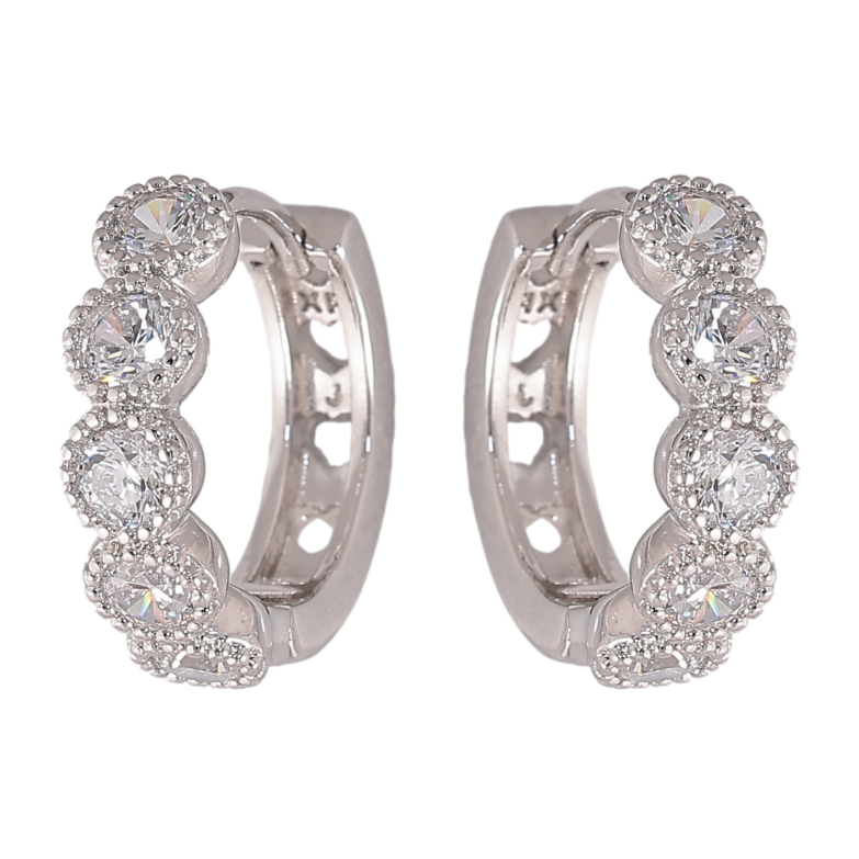 Серьги Xuping цвет Родий колечки "Дорожки кристаллов" фото №1 Серьги Xuping цвет Родий колечки "Дорожки кристаллов" фото №1