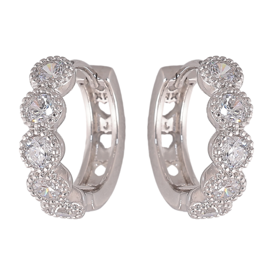 Серьги Xuping цвет Родий колечки "Дорожки кристаллов" фото №1 Серьги Xuping цвет Родий колечки "Дорожки кристаллов" фото №1