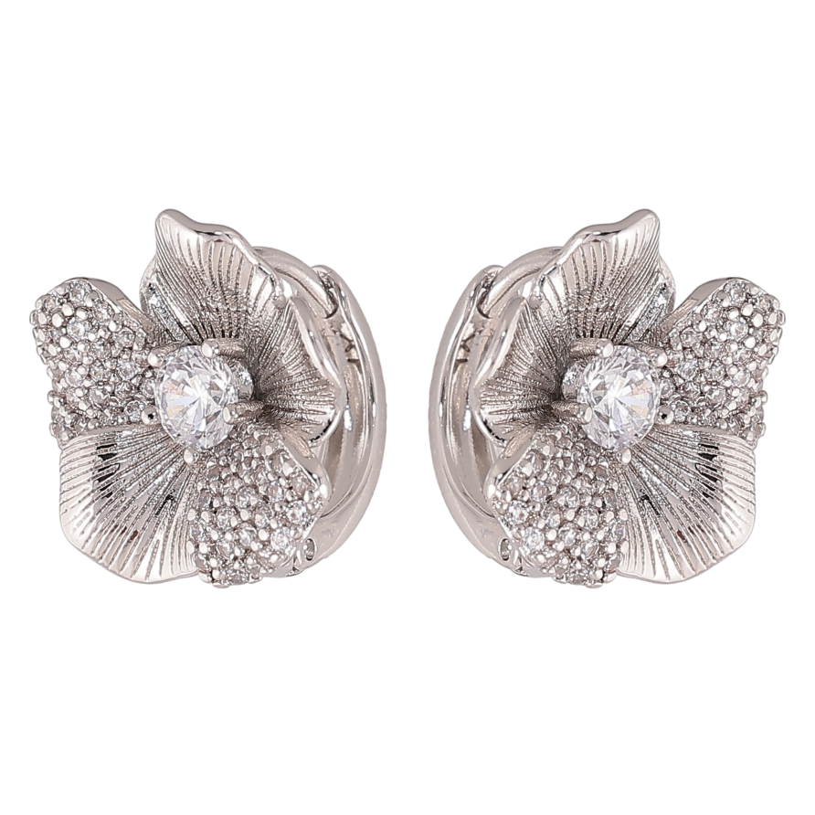 Серьги Xuping цвет Родий колечки "Цветочки с кристаллами" фото №1 Серьги Xuping цвет Родий колечки "Цветочки с кристаллами" фото №1