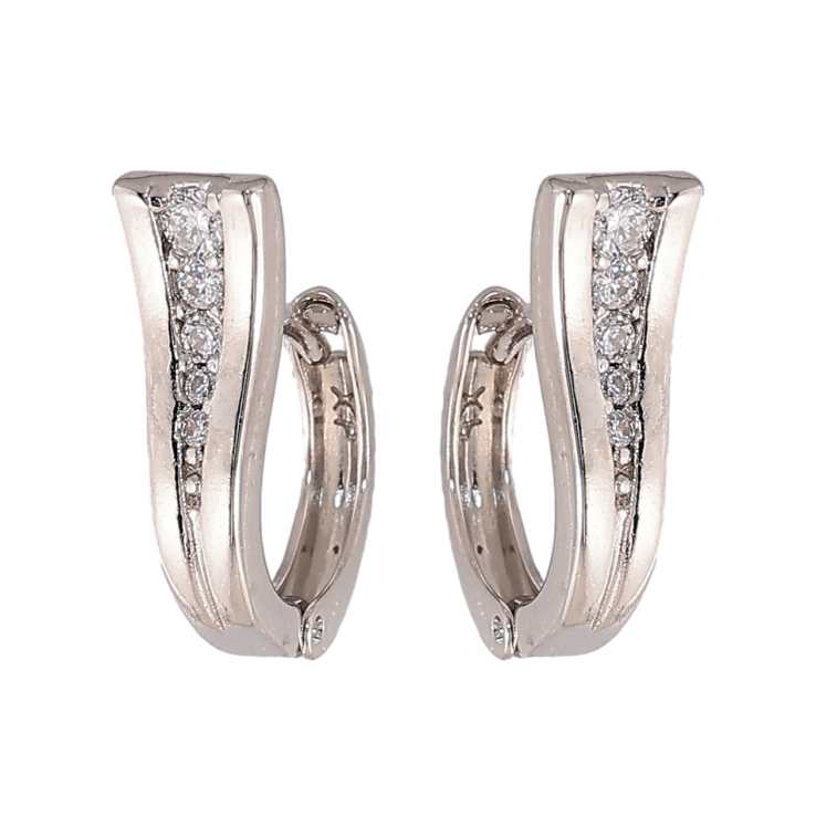 Сережки Xuping колір Родій колечка "Візерунок з кристалами" фото №9