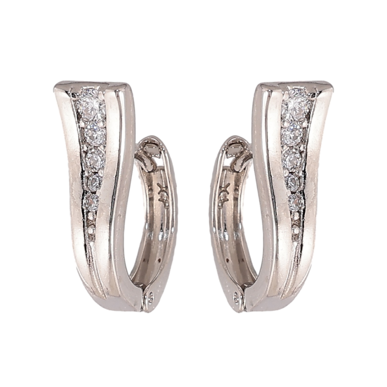 Сережки Xuping колір Родій колечка "Візерунок з кристалами" фото №2