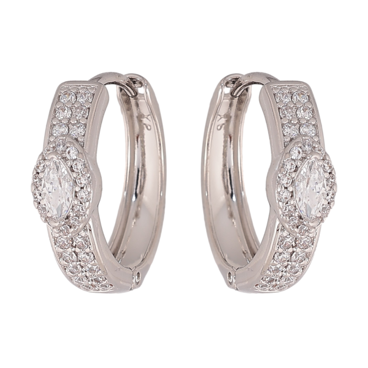 Серьги Xuping цвет Родий колечки "Инкрустация кристаллами" фото №19