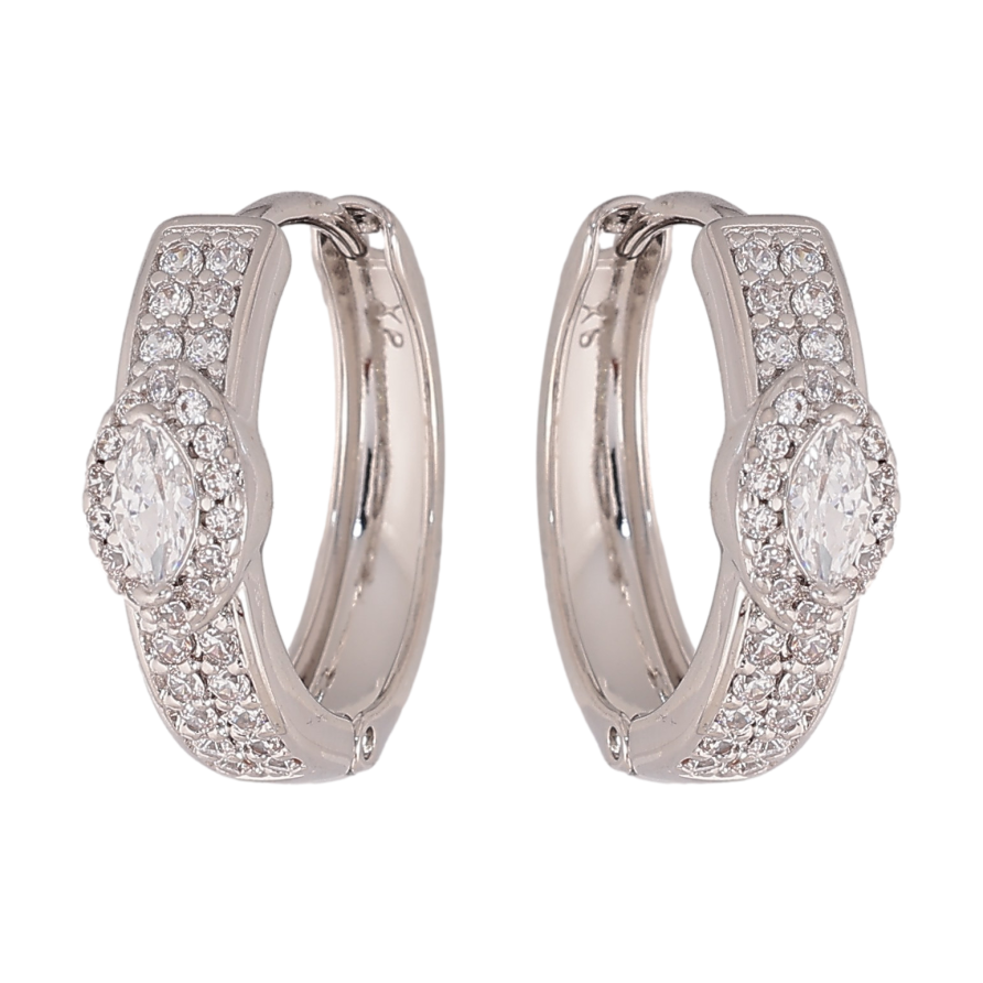 Серьги Xuping цвет Родий колечки "Инкрустация кристаллами" фото №1