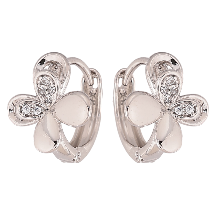 Серьги Xuping цвет Родий колечки "Цветочки с кристаллами" фото №18