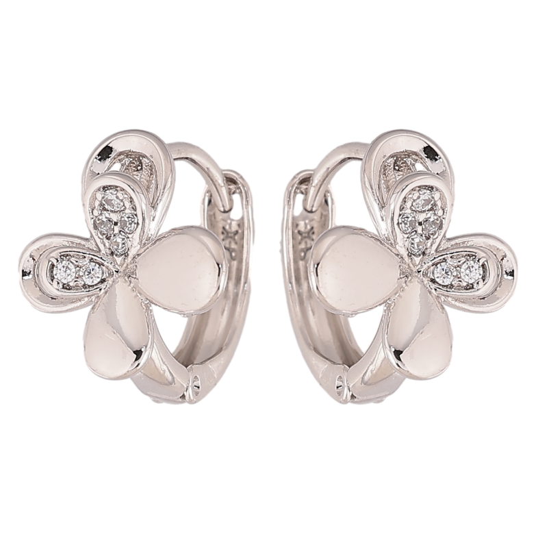 Сережки Xuping колір Родій колечка "Квіточки з кристалами" фото №1