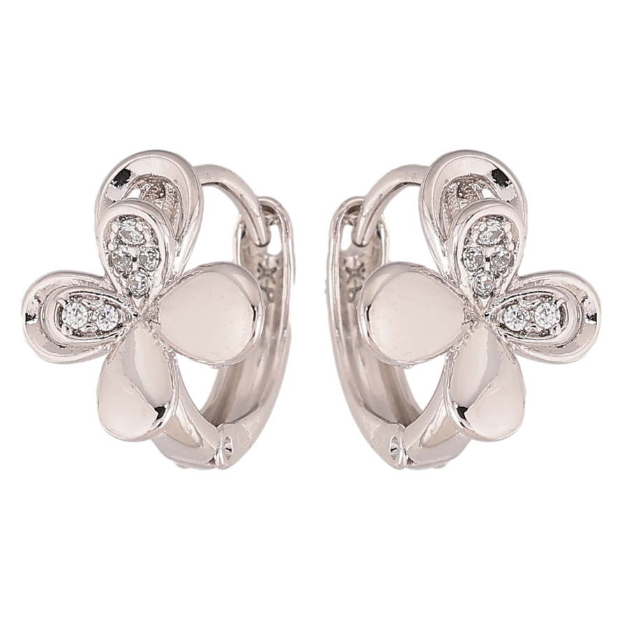 Серьги Xuping цвет Родий колечки "Цветочки с кристаллами" фото №1