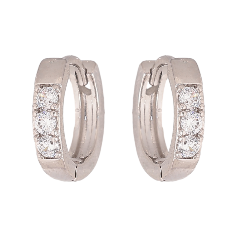 Серьги Xuping цвет Родий колечки "Узор с кристаллами" фото №1