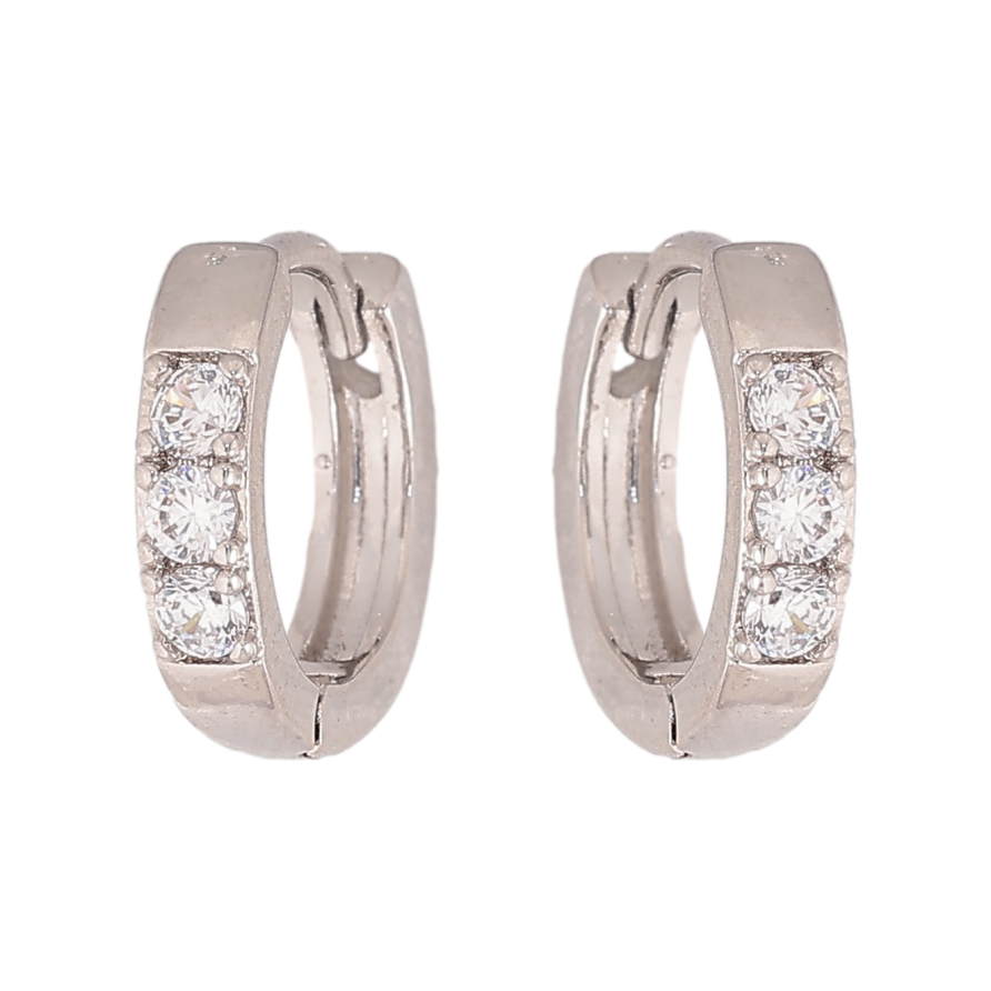 Сережки Xuping колір Родій колечка "Візерунок з кристалами" фото №1