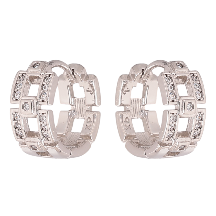 Сережки Xuping колір Родій колечка "Візерунок з кристалами" фото №18