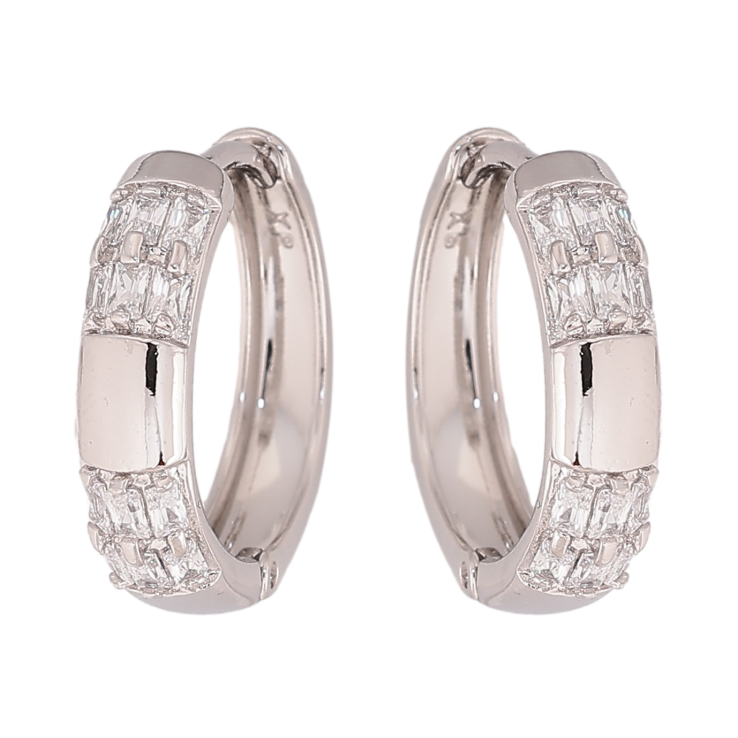 Сережки Xuping колір Родій колечка "Візерунок з кристалами" фото №16