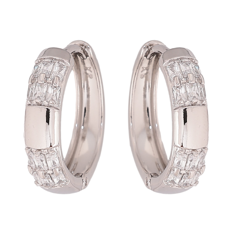 Серьги Xuping цвет Родий колечки "Узор с кристаллами" фото №1