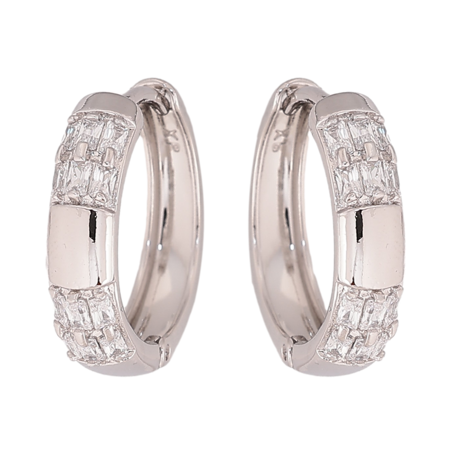 Сережки Xuping колір Родій колечка "Візерунок з кристалами" фото №1