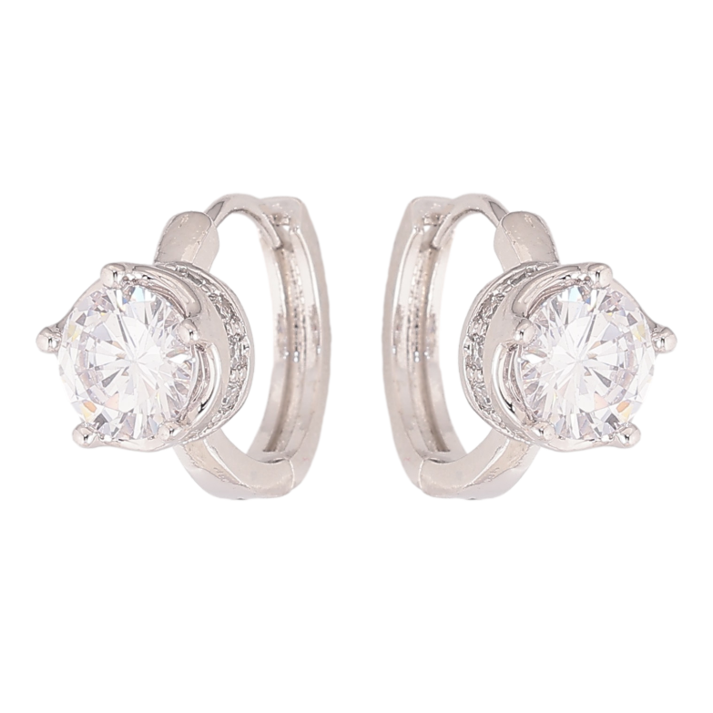 Серьги Xuping цвет Родий колечки "Кристаллы" фото №1